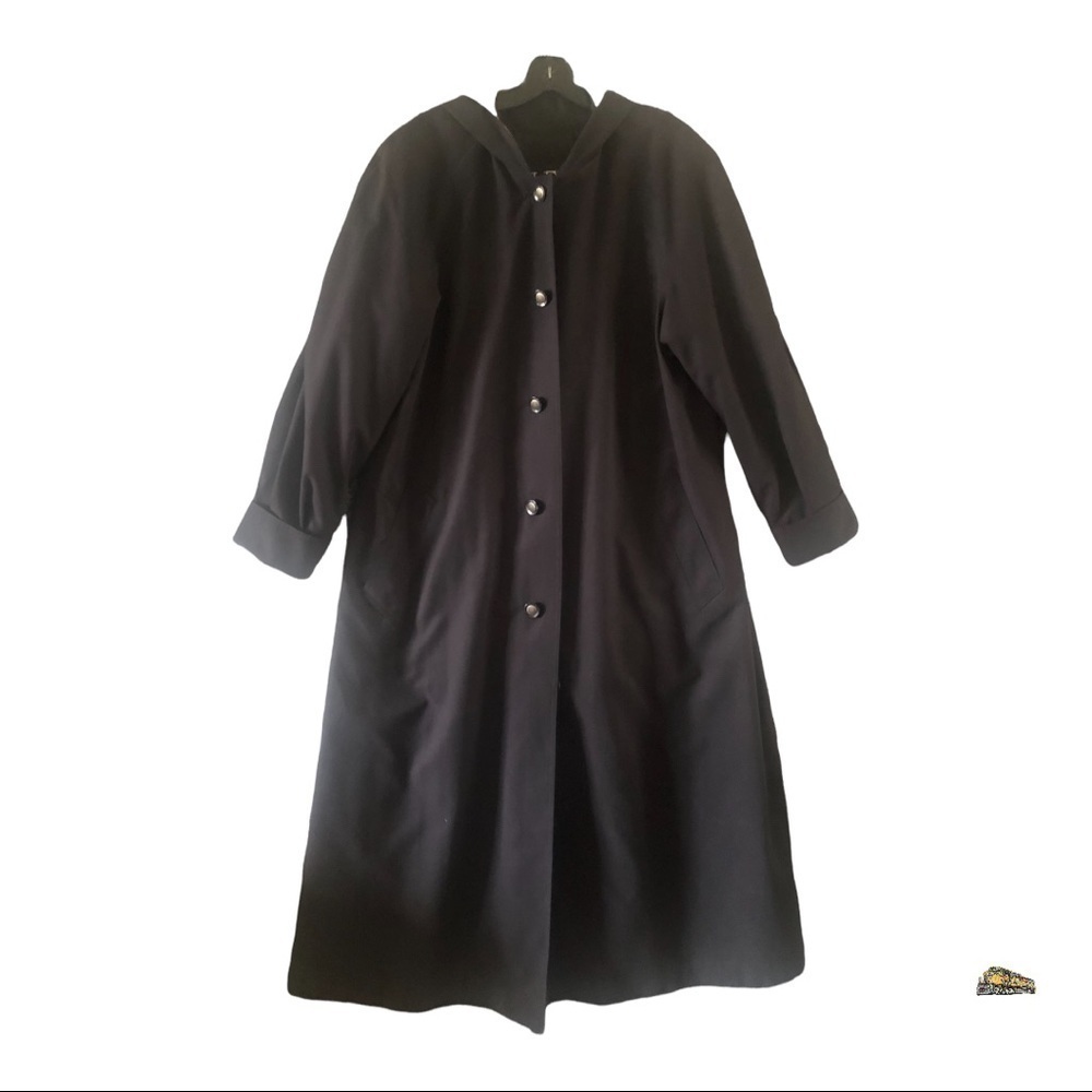 Fleet Street Women’s Navy /Bleu Trench Coat Button Hood - Size 8With Hoo…